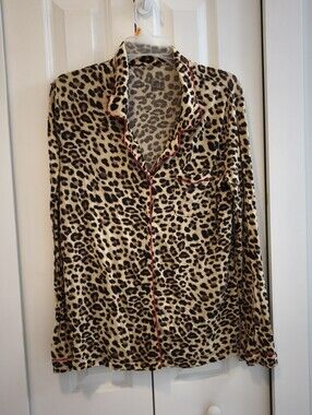 Gilligan & Omalley Leopard Print Button-Up Pajama Set